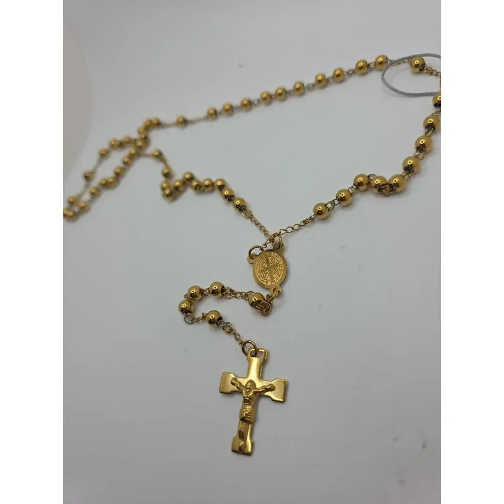 Steeltime Mens 18k Gold-Plated Gold Tone Rosary Chain